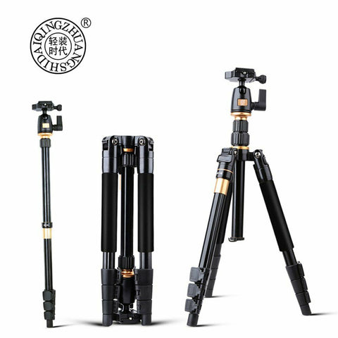 QZSD Q555 Portable Aluminum Digital Camera Tripod Monopod Stand With Ball Head