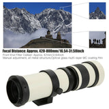 420‑800mm F8.3 Telephoto Zoom Lens Telescope for Canon EF-S Mount Camera+T2Mount