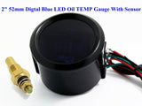 2" 52mm BLue Digital LED Oil Temperature Gauge With Sensor Celsius