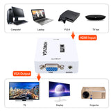 HDMI to VGA Converter With Audio 1080P Adapter Connector Black