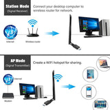 USB 3.0 1200Mbps Dual Band 2.4G/5G WiFi Adapter 802.11ac Wireless 5dBi Antenna