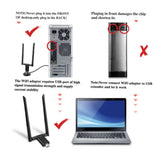 1200Mbps Long Range Dual Band 2.4/5.8G 5GHz Wireless USB3.0 WiFi Adapter Antenna