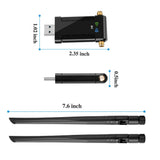 1200Mbps Long Range Dual Band 2.4/5.8G 5GHz Wireless USB3.0 WiFi Adapter Antenna