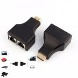 2Pcs HDMI To Dual Port RJ45 Network Cable Extender Over by Cat 5/6 1080p