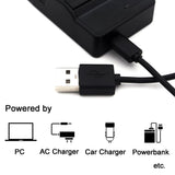 Slim USB to USB-C Battery Charger for PANASONIC VW-VBK180 VBT190 etc