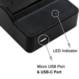 Slim USB to USB-C Battery Charger for PANASONIC DMW-BCM13E DMW-BCL7E etc