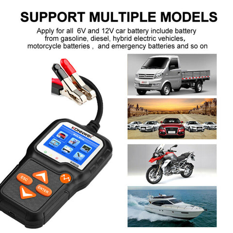 KONNWEI KW650 Battery Tester 12V 6V Car Motorcycle Battery System Analyzer