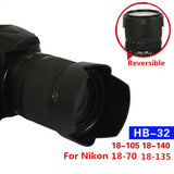 Lens Hood For Nikon HB-32 DX AF-S 18-70mm 18-105mm 18-135mm 18-140mm ED Bayonet