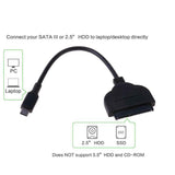 SATA to USB-C Type-C Cable Adapter Data Transfer Converter for 2.5'' HDD/SSD