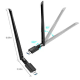 USB 3.0 1200Mbps Dual Band 2.4G/5G WiFi Adapter 802.11ac Wireless 5dBi Antenna