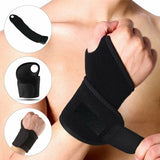 Sports Wrist Band Brace Wrap Adjustable Support Gym Strap Carpal Black Bandage