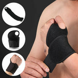 Sports Wrist Band Brace Wrap Adjustable Support Gym Strap Carpal Black Bandage