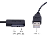 USB 2.0 to Slimline SATA 7+6 13pin Laptop CD DVD Rom Optical Drive Adapter Cable